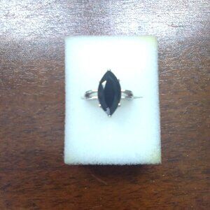 Black Spinel Silver Ring
